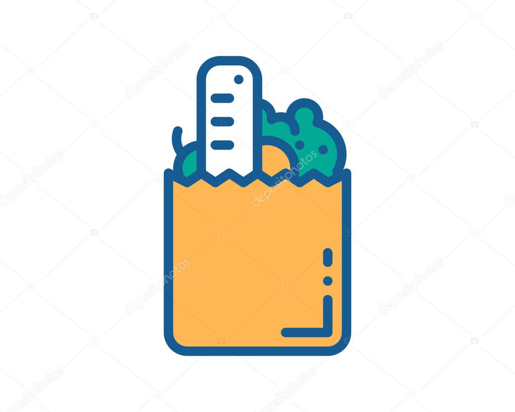 Supermarket icon, bag with groceries