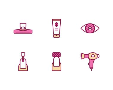 Güzellik hizmetleri simgeleri ayarlandı, vektör