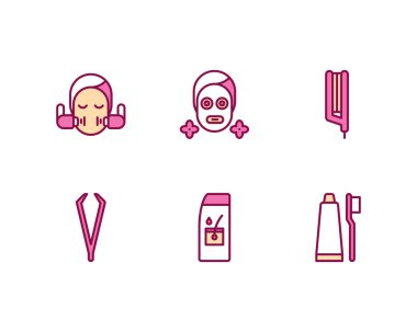 Güzellik hizmetleri simgeleri ayarlandı, vektör