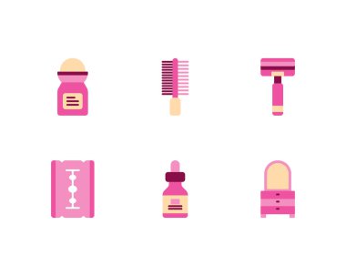 Güzellik hizmetleri simgeleri ayarlandı, vektör