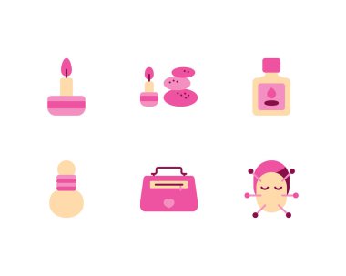 Güzellik hizmetleri simgeleri ayarlandı, vektör