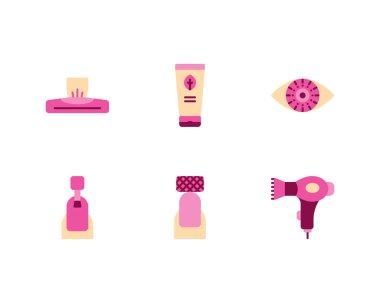 Güzellik hizmetleri simgeleri ayarlandı, vektör