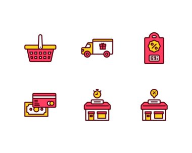 Beyaz arkaplanda izole edilmiş bir takım Kara Cuma simgeleri