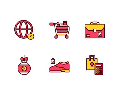 Beyaz arkaplanda izole edilmiş bir takım Kara Cuma simgeleri