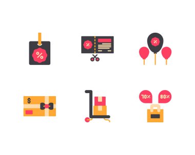 Beyaz arkaplanda izole edilmiş bir takım Kara Cuma simgeleri