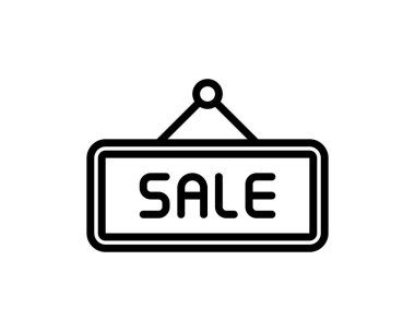 Kara Cuma satış simgesi vektörü web ve mobil uygulama tasarımınız için beyaz arkaplanda izole edilmiş, askı işareti