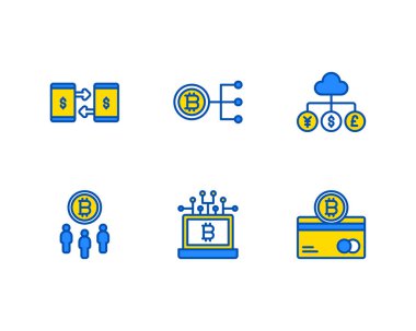 Para birimi simgeleri ayarlandı, vektör 