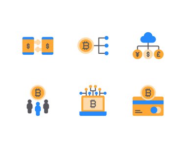 Para birimi simgeleri ayarlandı, vektör 