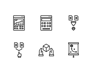 Tasarım düşünme simgeleri seti, vektör