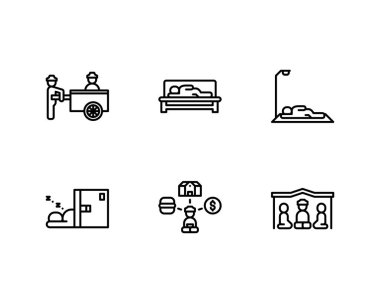 Evsiz simgeleri ayarlandı, vektör 