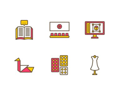  Kapalı hobi simgeleri ayarlandı 