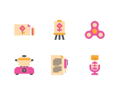  Kapalı hobi simgeleri ayarlandı 