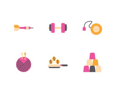  Kapalı hobi simgeleri ayarlandı 