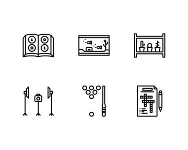  Kapalı hobi simgeleri ayarlandı 