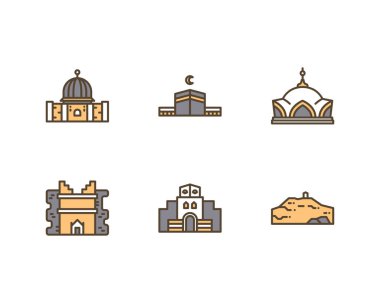 İnce çizgi biçimli popüler İslami simgeler dizisi