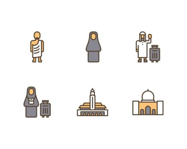 İnce çizgi biçimli popüler İslami simgeler dizisi