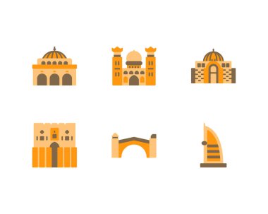 İnce çizgi biçimli popüler İslami simgeler dizisi