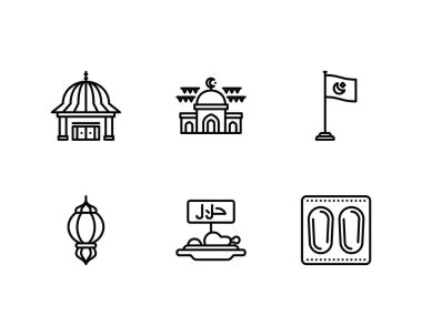 İnce çizgi biçimli popüler İslami simgeler dizisi