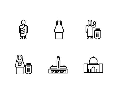 İnce çizgi biçimli popüler İslami simgeler dizisi