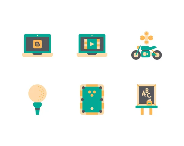 Set Line Hobbies Icons — Stock Vector