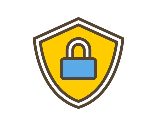 Escudo Con Icono Candado Protección Del Sistema Seguridad Tema Seguridad — Vector de stock