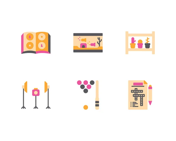 Indoor Hobby Icons Set — Stock Vector