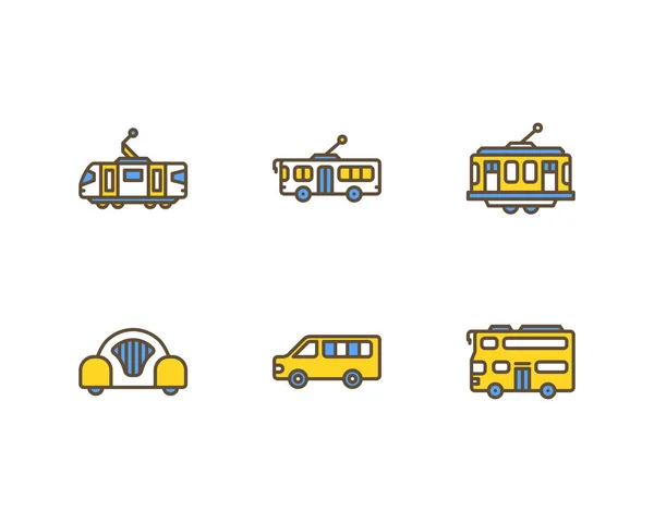 Set Icone Trasporto Pubblico — Vettoriale Stock