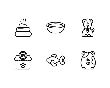 Petshop ikonları. izole vektör çizimleri