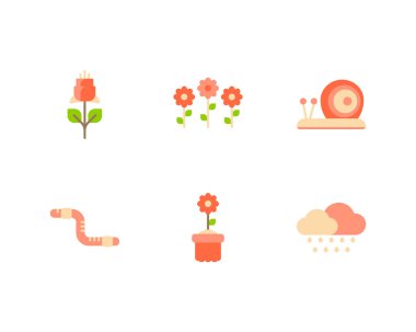 Bir dizi Spring Outline simgesi. izole resimleme ögeleri