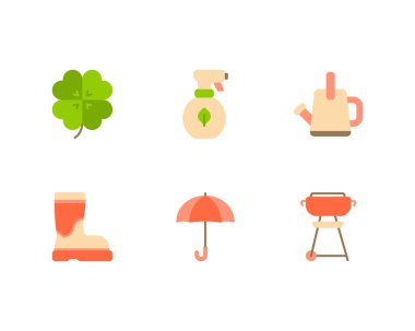 Bir dizi Spring Outline simgesi. izole resimleme ögeleri