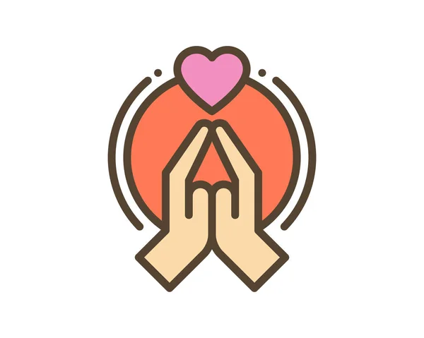 Heart Shape Icon Vector Hand Holding Peace Sign Isolated Contour — Stock Vector