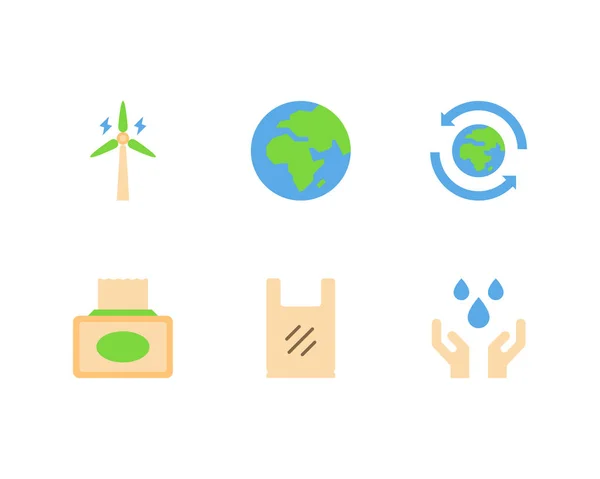 Ilustración Vectorial Del Conjunto Iconos Bienestar Ambiental — Vector de stock