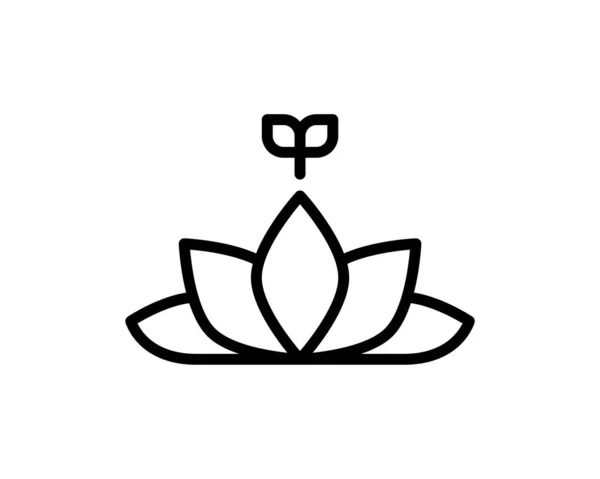 Lotus Fleur Icône Vecteur Contour Symbole Spa Signe Illustration Élément — Image vectorielle