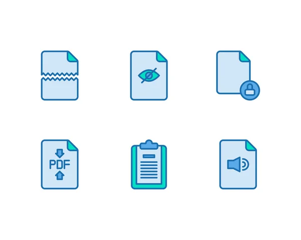 Conjunto Iconos Archivos Documentos Ilustración Vectorial — Vector de stock