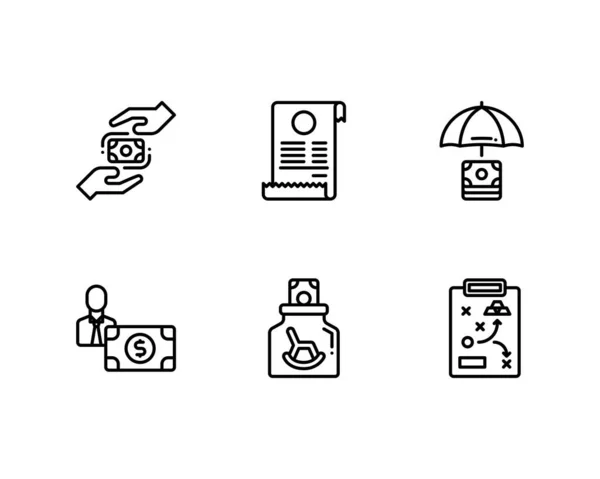 Conjunto Iconos Bienestar Financiero Ilustración Vectorial — Archivo Imágenes Vectoriales