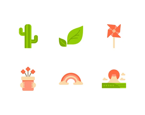 Set Spring Outline Icons Isolated Illustration Elements — Stock Vector