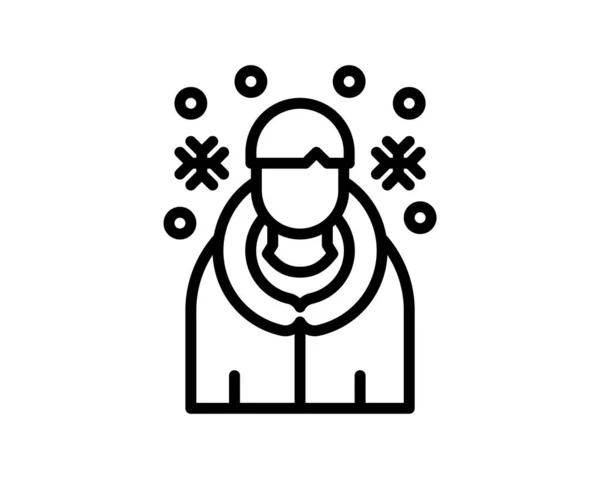 Man Winter Clothes Weather Icon Outline Vector Illustration — Stock Vector