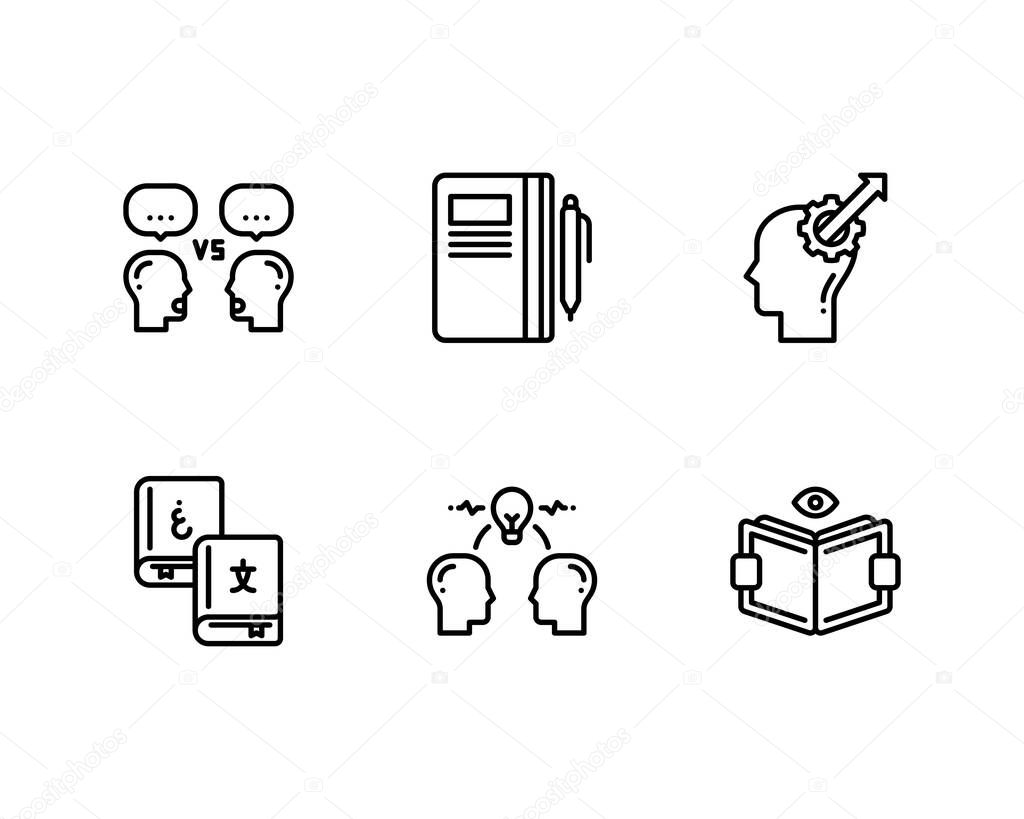 vector illustration of  Intellectual Wellness icons set