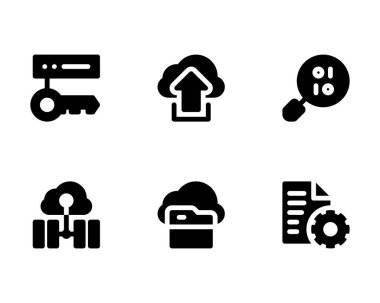 Beyaz arkaplanda büyük veri simgesi seti, vektör illüstrasyonu 