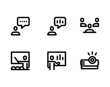 İş Sunumu Simgesi seti, beyaz arkaplanda vektör illüstrasyonu