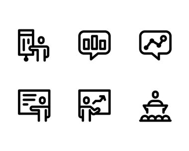 İş Sunumu Simgesi seti, beyaz arkaplanda vektör illüstrasyonu