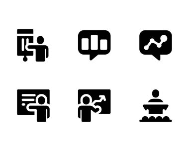 İş Sunumu Simgesi seti, beyaz arkaplanda vektör illüstrasyonu