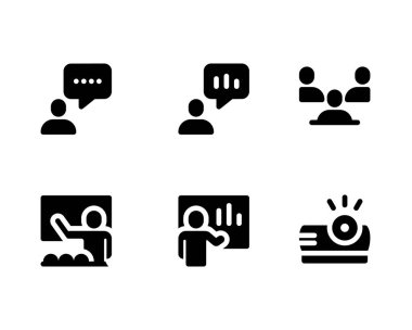 İş Sunumu Simgesi seti, beyaz arkaplanda vektör illüstrasyonu