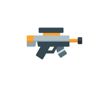 Beyaz arkaplanda silah simgesi, vektör illüstrasyonu