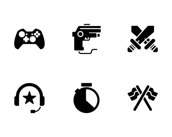 Conjunto Iconos Videojuegos Ilustración Vectorial Sobre Fondo Blanco — Vector de stock