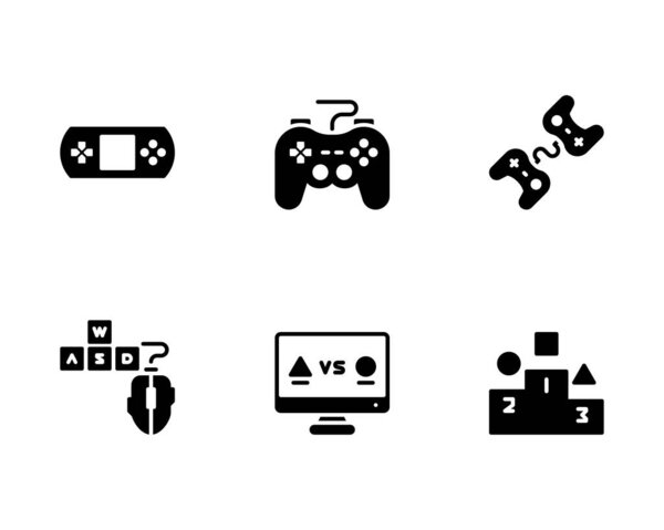 Набор иконок видеоигр, векторная иллюстрация на белом фоне