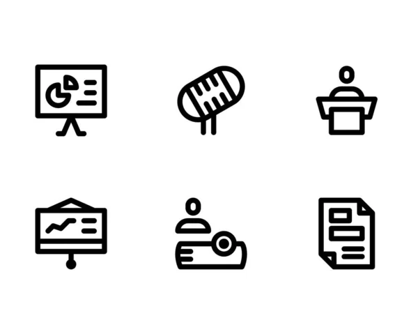 Business Presentation Icon Set Vector Illustration White Background — 스톡 벡터