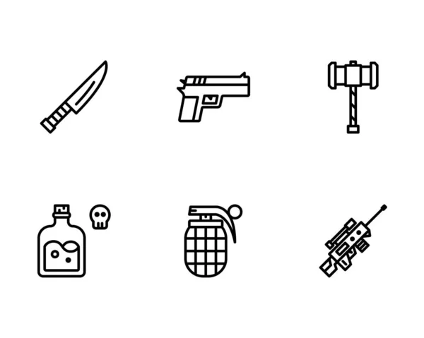 Jeu Icônes Armes Illustration Vectorielle Sur Fond Blanc — Image vectorielle