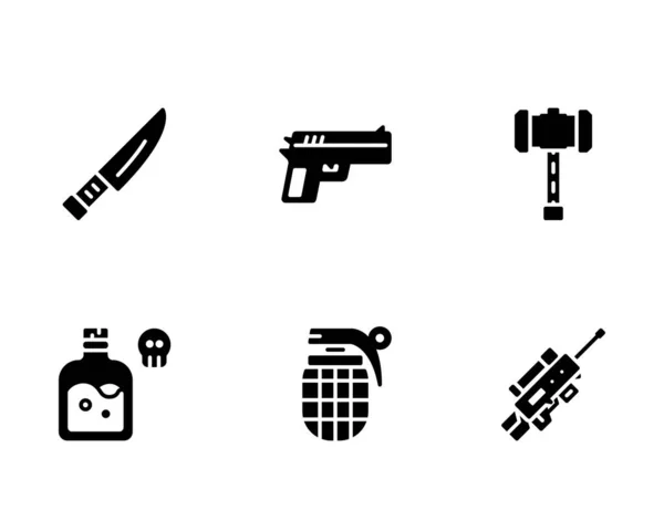 Weapon Icon Set Vector Illustration White Background — Stock Vector