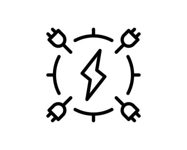 Beyaz arkaplanda şarj İstasyonu simgesi, vektör illüstrasyonu